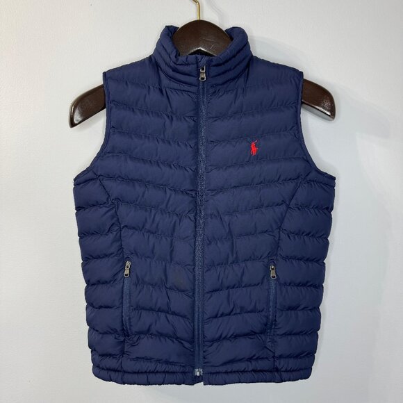 Polo Ralph Lauren Puffer Vest Pony Logo Blue Boys 10/12 - Picture 1 of 12